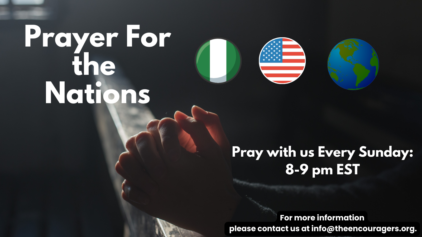 Pray with us 8-9pm weekly.